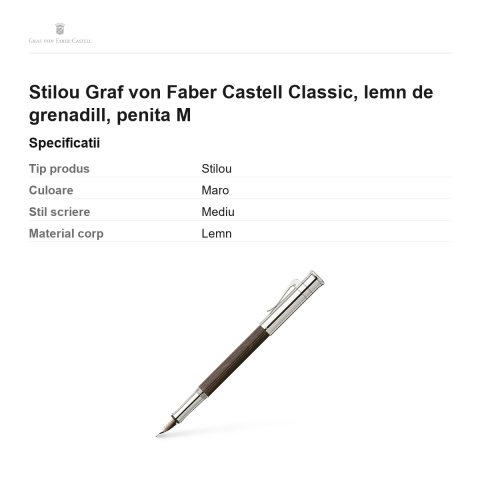 Stilou Graf von Faber Castell Classic, lemn de grenadill, penita M [2]