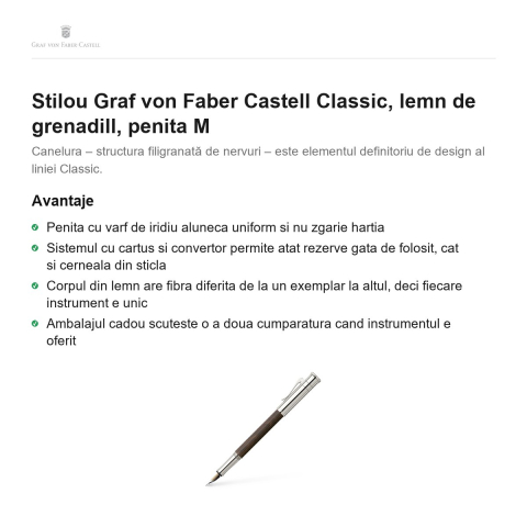Stilou Graf von Faber Castell Classic, lemn de grenadill, penita M [1]