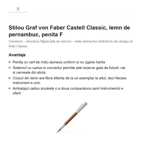 Stilou Graf von Faber Castell Classic, lemn de pernambuc, penita F [1]