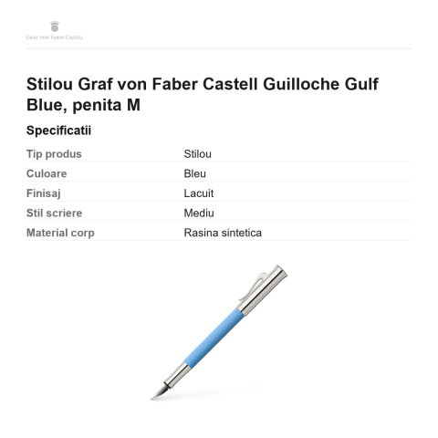 Stilou Graf von Faber Castell Guilloche Gulf Blue, penita M [2]