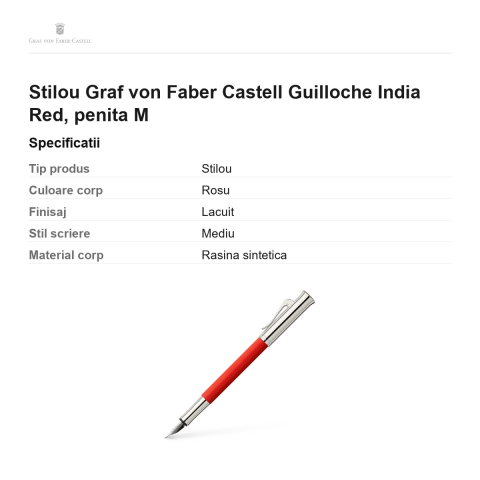 Stilou Graf von Faber Castell Guilloche India Red, penita M [2]