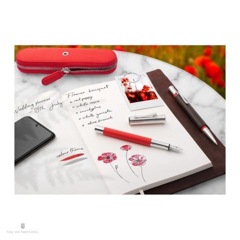 Stilou Graf von Faber Castell Guilloche India Red, penita M [4]