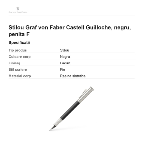 Stilou Graf von Faber Castell Guilloche, negru, penita F [2]