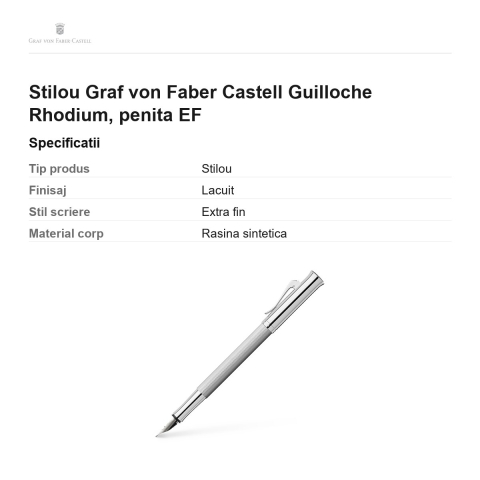 Stilou Graf von Faber Castell Guilloche Rhodium, penita EF [2]