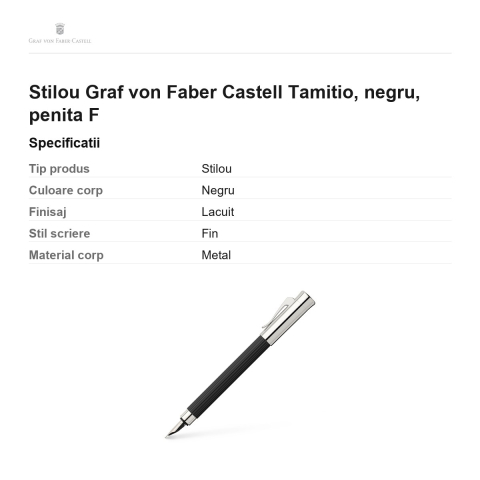Stilou Graf von Faber Castell Tamitio, negru, penita F [2]