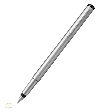 Birotica papetarie - Stilou Parker Vector cu capac, penita din otel inoxidabil, corp din otel inoxidabil, argintiu