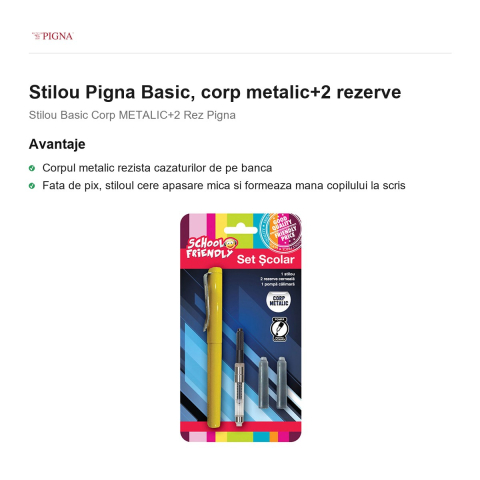 Stilou Pigna Basic, corp metalic+2 rezerve [1]