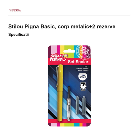 Stilou Pigna Basic, corp metalic+2 rezerve [2]