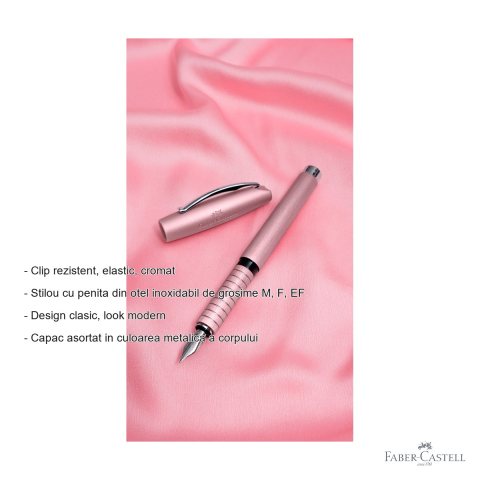 Stilou premium Faber-Castell Essentio Aluminium Rose, penita din otel inoxidabil, design clasic modern [1]