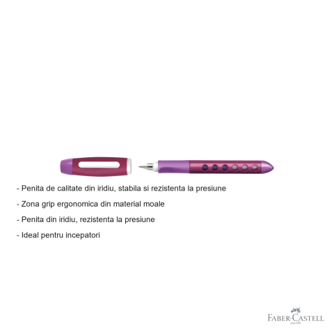 Stilou scolar Faber-Castell Scribolino Blackberry pentru stangaci, penita iridiu, ergonomic, pentru incepatori [1]