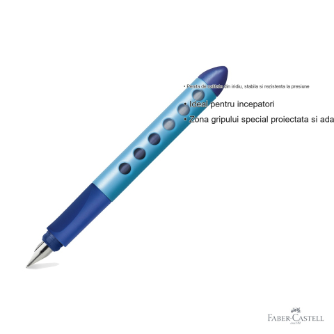 Stilou scolar Faber-Castell Scribolino, penita din iridiu, pentru dreptaci incepatori, albastru [2]