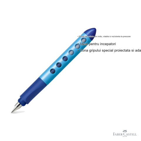 Stilou scolar Faber-Castell Scribolino pentru stangaci, penita iridiu, albastru [2]