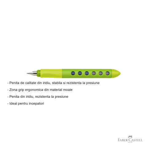 Stilou scolar Faber-Castell Scribolino Vernil pentru stangaci, penita iridiu, ideal pentru incepatori [1]