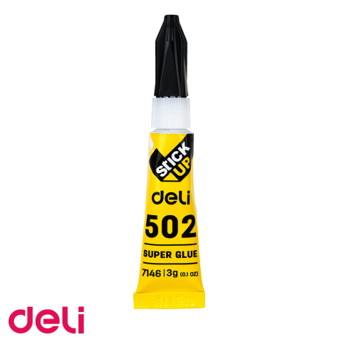 Adezivi - Superglue Deli 3g, adeziv instant puternic in tub aluminiu, rezistent la apa