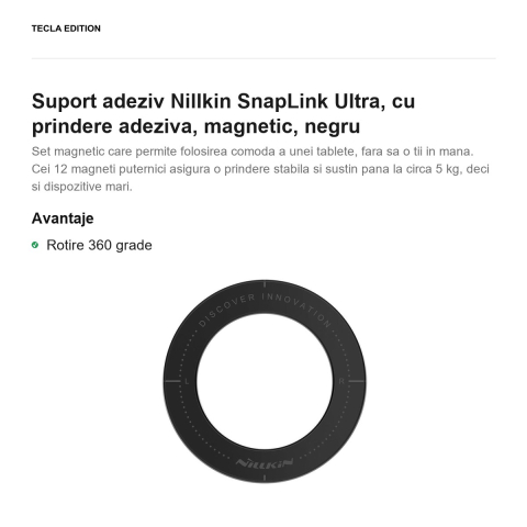 Suport adeziv Nillkin SnapLink Ultra, cu prindere adeziva, magnetic, negru [1]