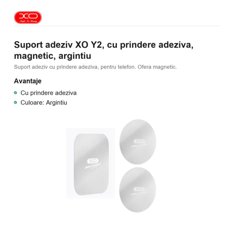 Suport adeziv XO Y2, cu prindere adeziva, magnetic, argintiu [1]
