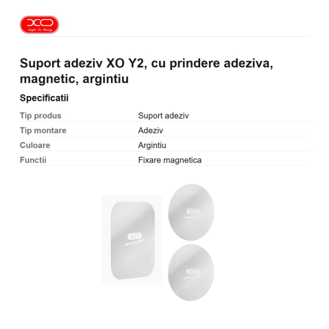 Suport adeziv XO Y2, cu prindere adeziva, magnetic, argintiu [2]