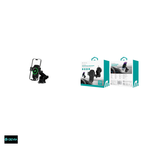 Suport auto Devia EA497, cu ventuza, incarcare wireless 15 W, negru [4]