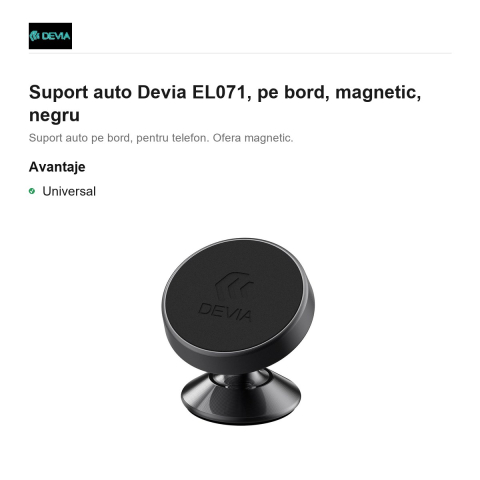 Suport auto Devia EL071, pe bord, magnetic, negru [1]