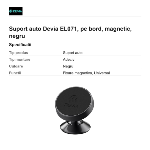 Suport auto Devia EL071, pe bord, magnetic, negru [2]