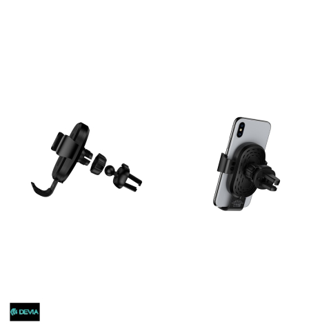 Suport auto Devia Gravity, prindere in grila de ventilatie, incarcare wireless 10 W, gravitational, negru [4]