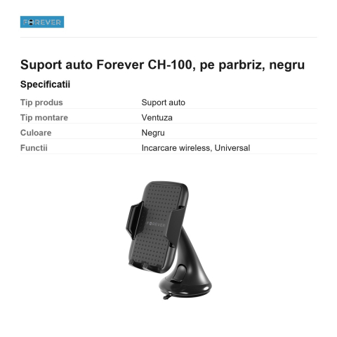 Suport auto Forever CH-100, pe parbriz, negru [2]