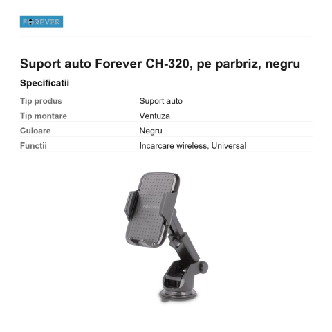 Suport auto Forever CH-320, pe parbriz, negru [2]