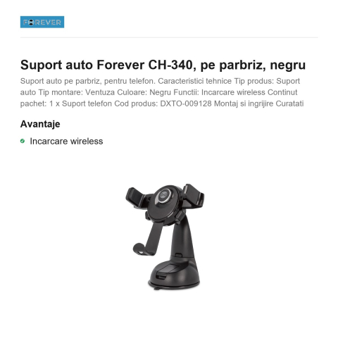 Suport auto Forever CH-340, pe parbriz, negru [1]