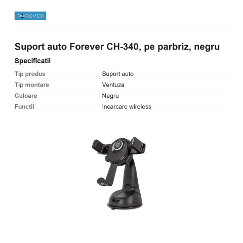 Suport auto Forever CH-340, pe parbriz, negru [2]