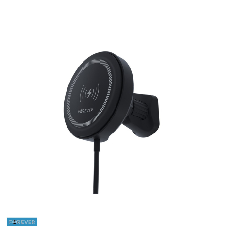 Accesorii IT - Suport auto Forever MACH-300, prindere in grila de ventilatie, incarcare wireless 15 W, magnetic, negru