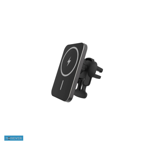 Accesorii IT - Suport auto Forever Recycling RUS138-MS-01, cu clema, incarcare wireless, MagSafe, negru