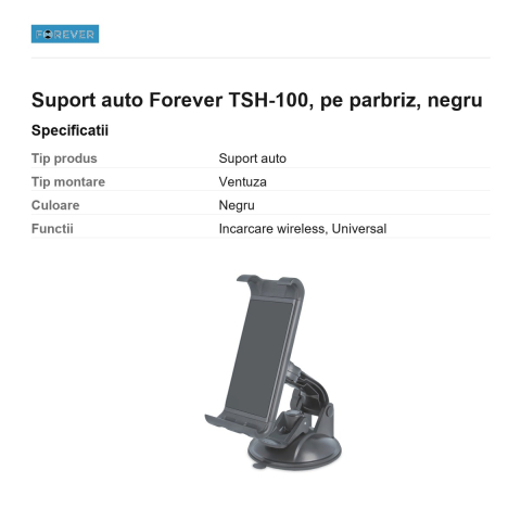 Suport auto Forever TSH-100, pe parbriz, negru [2]