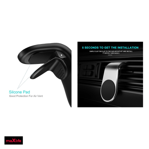 Suport auto Maxlife MXCH-13, prindere in grila de ventilatie, magnetic, argintiu [4]