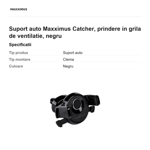 Suport auto Maxximus Catcher, prindere in grila de ventilatie, negru [2]