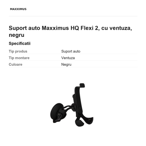 Suport auto Maxximus HQ Flexi 2, cu ventuza, negru [2]