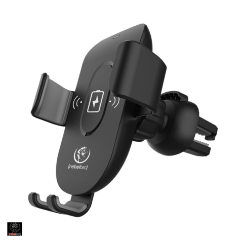 Accesorii IT - Suport auto Rebeltec C25, prindere in grila de ventilatie, incarcare wireless 15 W, negru
