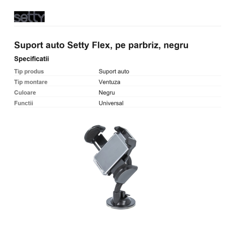 Suport auto Setty Flex, pe parbriz, negru [2]