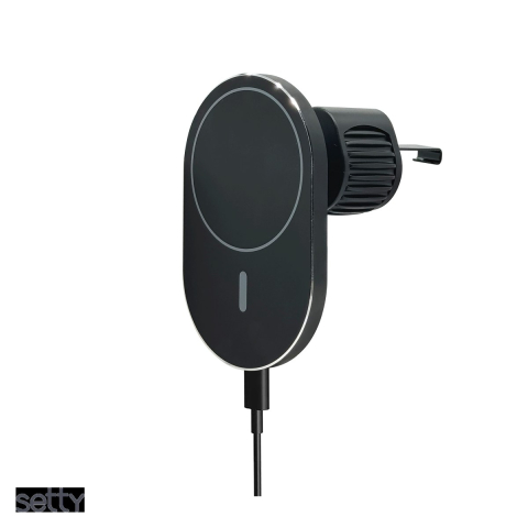 Accesorii IT - Suport auto Setty IUM2-01, prindere in grila de ventilatie, incarcare wireless, negru