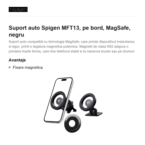 Suport auto Spigen MFT13, pe bord, MagSafe, negru [1]