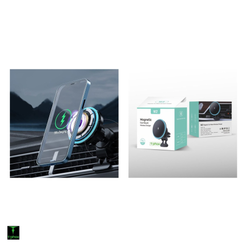 Suport auto T-Phox iMAG, cu clema, magnetic, negru [4]