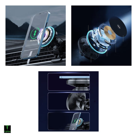 Suport auto T-Phox iMAG, cu clema, magnetic, transparent [3]