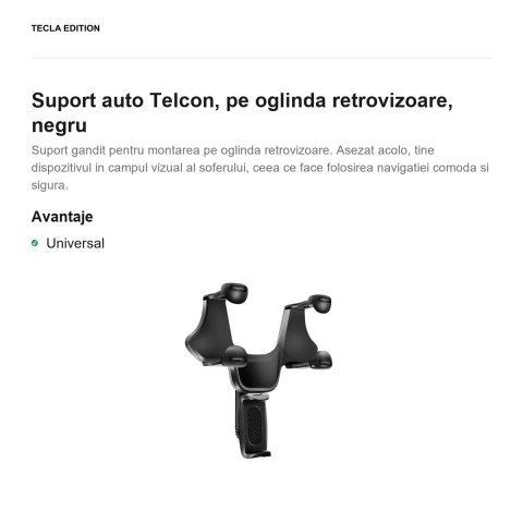Suport auto Telcon, pe oglinda retrovizoare, negru [1]