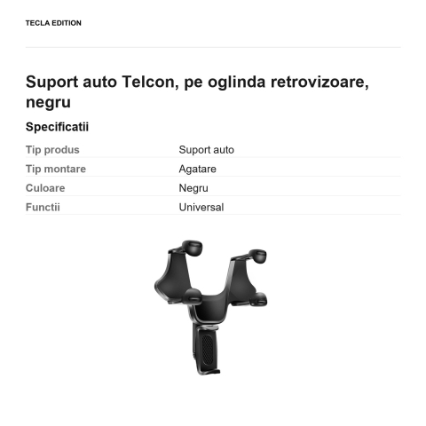 Suport auto Telcon, pe oglinda retrovizoare, negru [2]