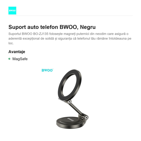 Suport auto telefon BWOO, Negru [1]
