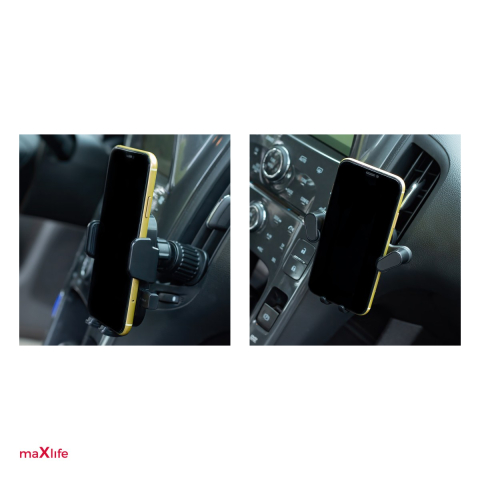 Suport auto universal pentru smartphone, Maxlife MXCH-05, pentru prindere pe grila de ventilatie a masinii, pozitie reglabila, negru [4]