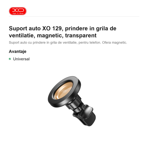 Suport auto XO 129, prindere in grila de ventilatie, magnetic, transparent [1]