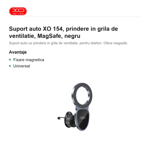 Suport auto XO 154, prindere in grila de ventilatie, MagSafe, negru [1]