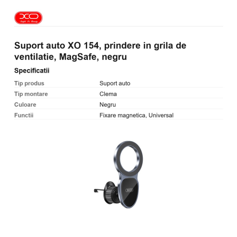 Suport auto XO 154, prindere in grila de ventilatie, MagSafe, negru [2]