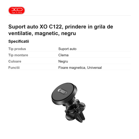 Suport auto XO C122, prindere in grila de ventilatie, magnetic, negru [2]