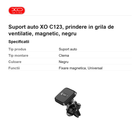 Suport auto XO C123, prindere in grila de ventilatie, magnetic, negru [2]
